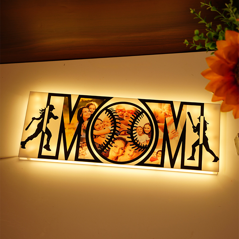 Personalized Mother's Day Baseball Photo Night Light